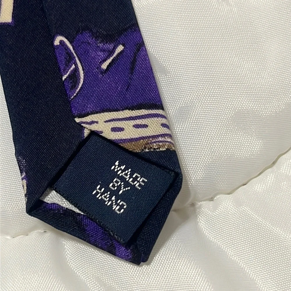 SILK PURPLE SHOE NECK TIE, WHIMSICAL, HAND MADE IN THE USA!